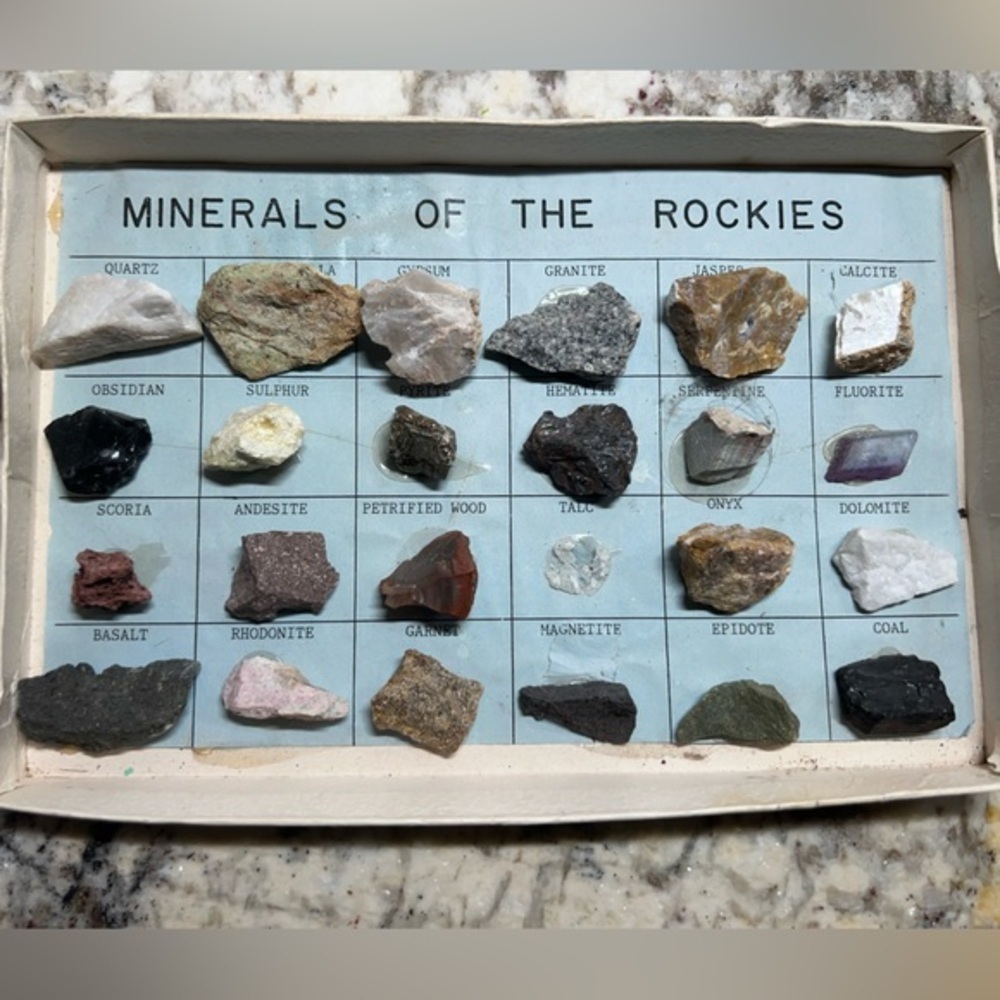 Vintage Rocky Mountains rock identification chart